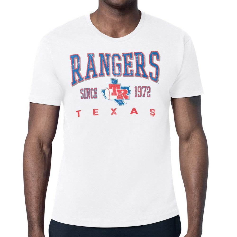 White Texas Rangers Starter Distressed Logo T-Shirt