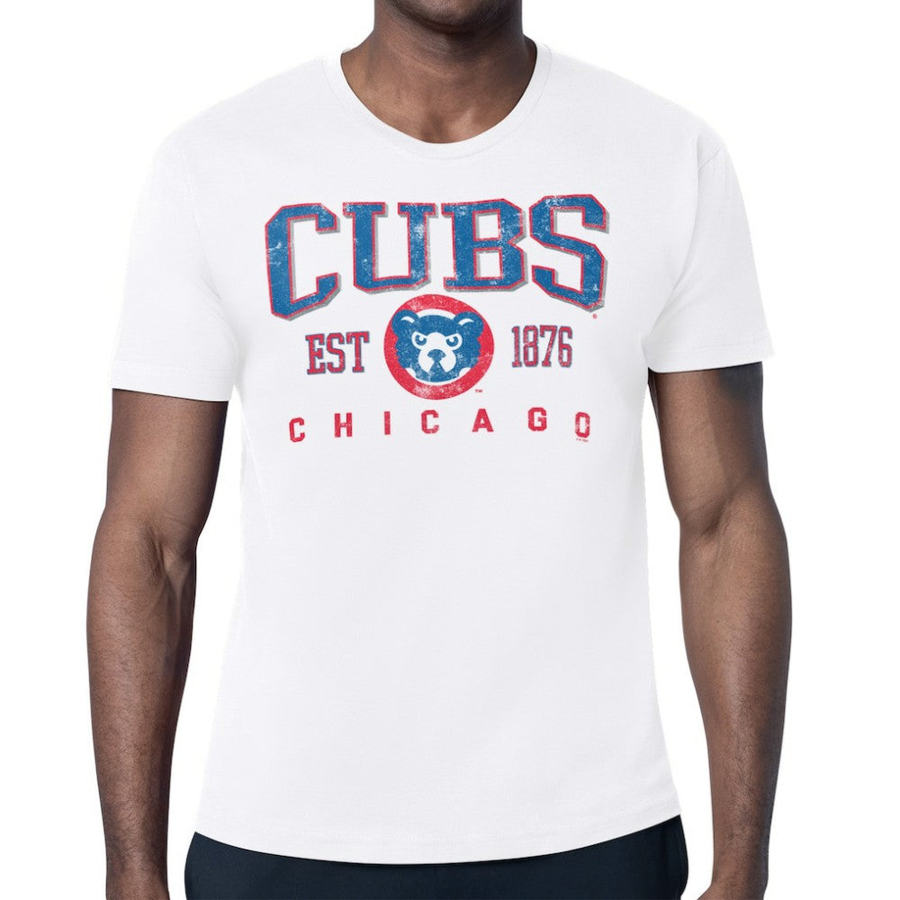 White Chicago Cubs Starter Distressed Logo T-Shirt
