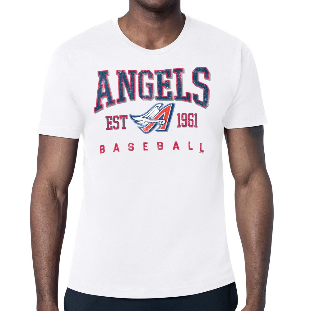 White Los Angeles Angels Starter Distressed Logo T-Shirt