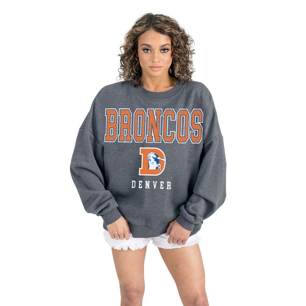 Gameday Couture Women's Bring Your Energy Oversized Premium Fleece Pullover Sweatshirt - Denver Broncos Pullover