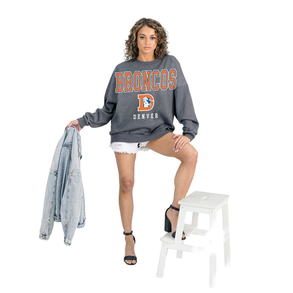 Gameday Couture Women's Bring Your Energy Oversized Premium Fleece Pullover Sweatshirt - Denver Broncos Pullover
