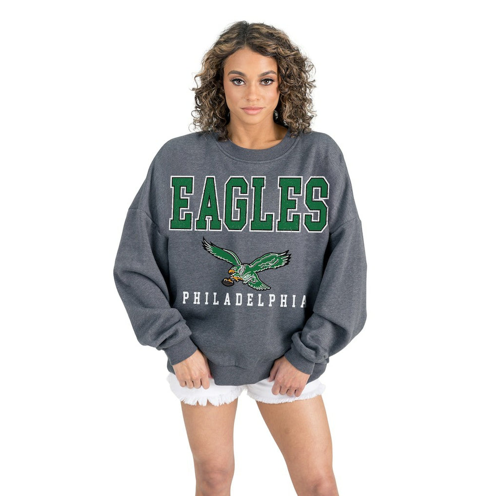 Gameday Couture Women's Bring Your Energy Oversized Premium Fleece Pullover Sweatshirt - Philadelphia Eagles Pullover