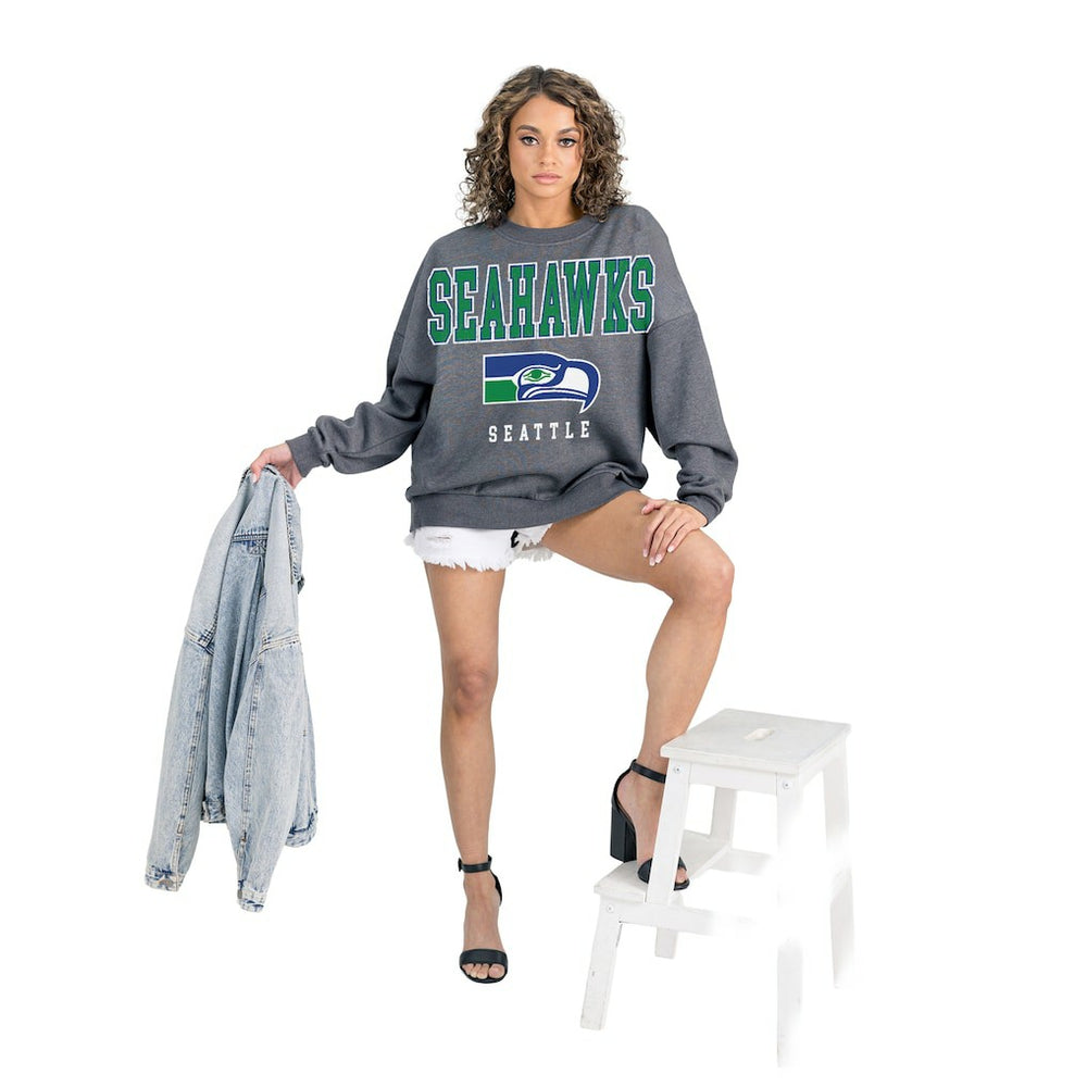 Gameday Couture Women's Bring Your Energy Oversized Premium Fleece Pullover Sweatshirt - Seattle Seahawks Pullover