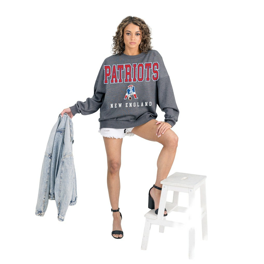 Gameday Couture Women's Bring Your Energy Oversized Premium Fleece Pullover Sweatshirt - New England Patriots Pullover