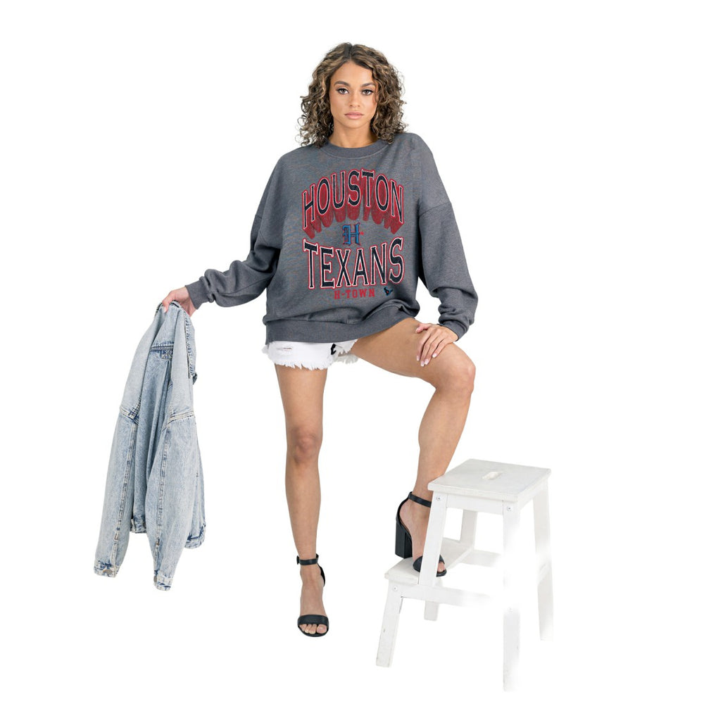 Gameday Couture Women's Long Weekends Oversized Premium Fleece Pullover Sweatshirt - Houston Texans Pullover