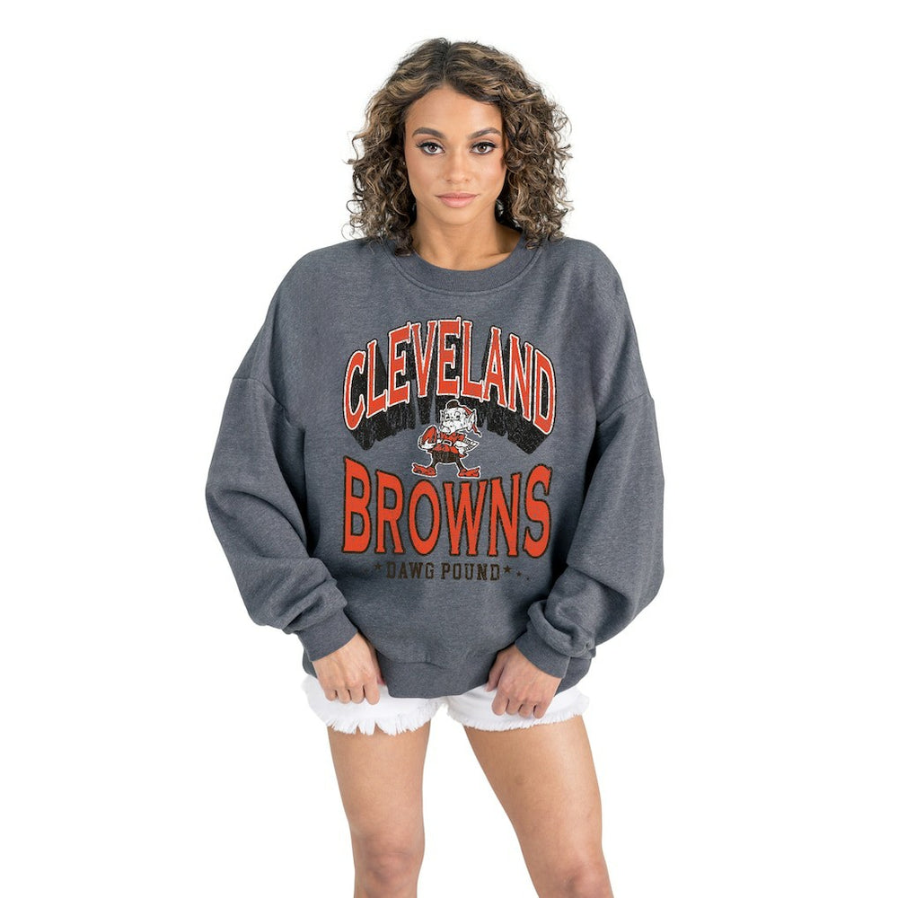 Gameday Couture Women's Long Weekends Oversized Premium Fleece Pullover Sweatshirt - Cleveland Browns Pullover