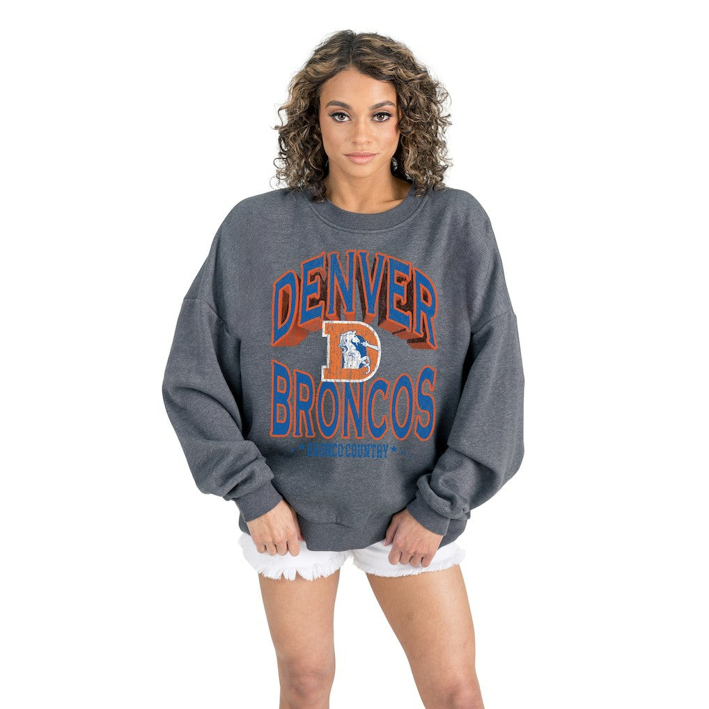 Gameday Couture Women's Long Weekends Oversized Premium Fleece Pullover Sweatshirt - Denver Broncos Pullover
