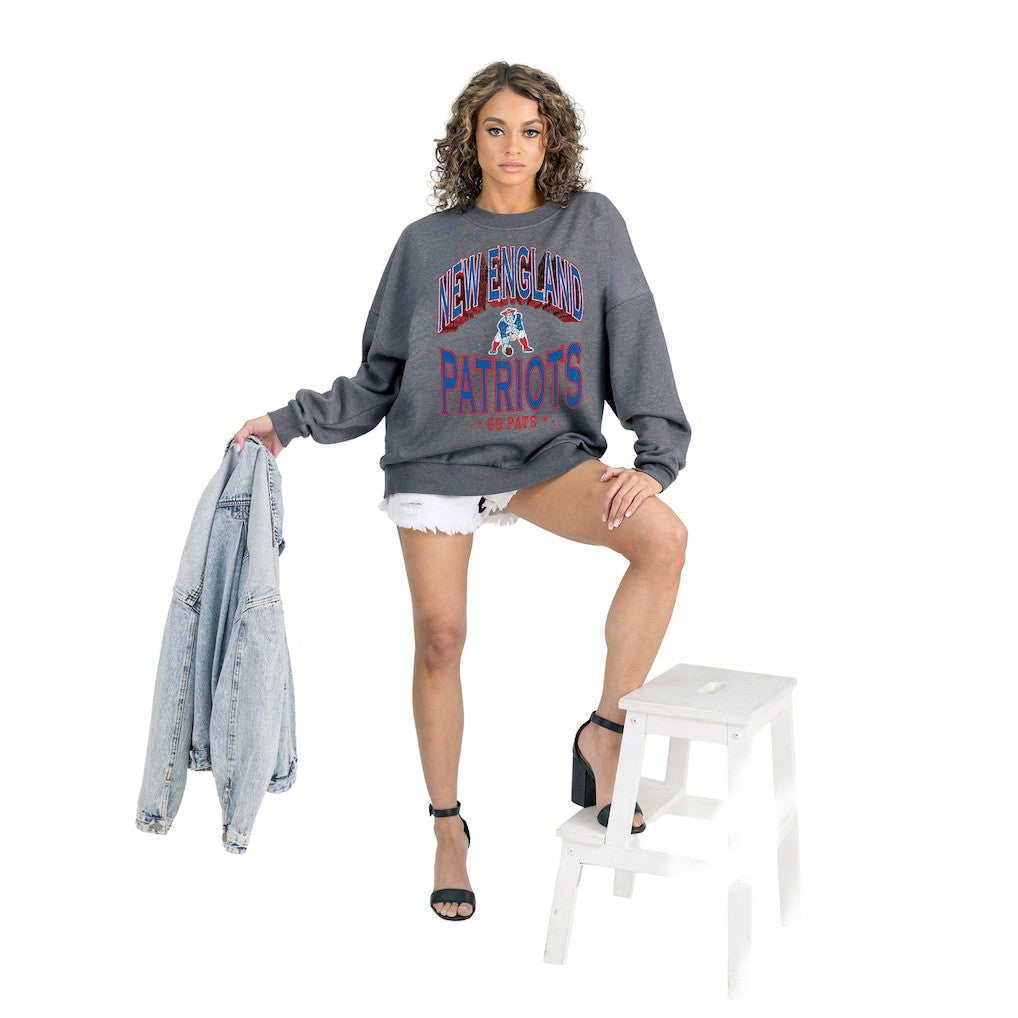 Gameday Couture Women's Long Weekends Oversized Premium Fleece Pullover Sweatshirt - New England Patriots Pullover