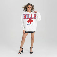 Gameday Couture Women's Classic Sunday Drives Oversized Premium Fleece Pullover Sweatshirt - Buffalo Bills Pullover