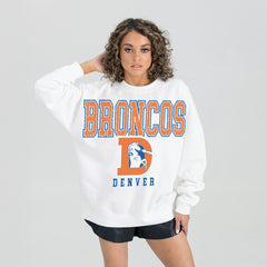 Gameday Couture Women's Classic Sunday Drives Oversized Premium Fleece Pullover Sweatshirt - Denver Broncos Pullover