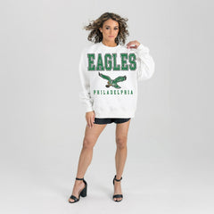 Gameday Couture Women's Classic Sunday Drives Oversized Premium Fleece Pullover Sweatshirt - Philadelphia Eagles Pullover