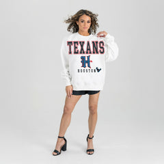 Gameday Couture Women's Classic Sunday Drives Oversized Premium Fleece Pullover Sweatshirt - Houston Texans Pullover