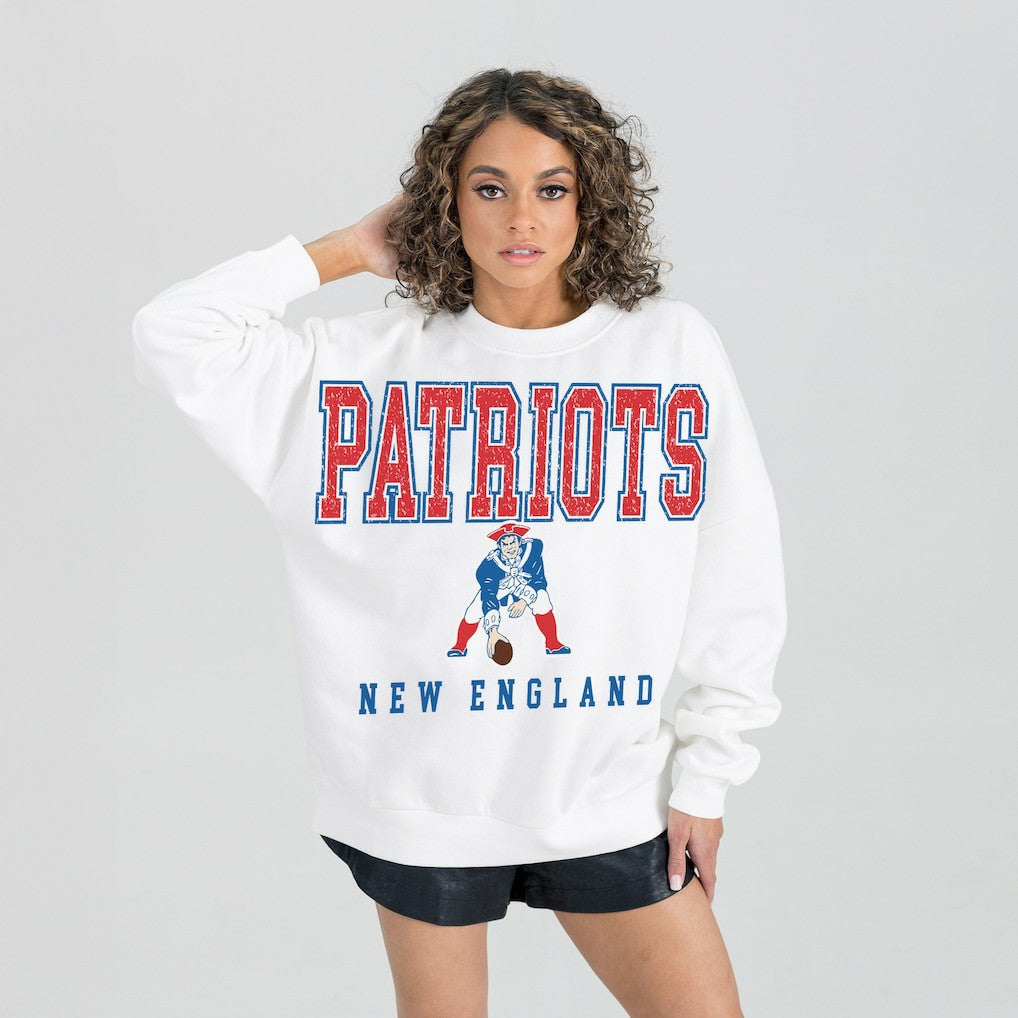 Gameday Couture Women's Classic Sunday Drives Oversized Premium Fleece Pullover Sweatshirt - New England Patriots Pullover