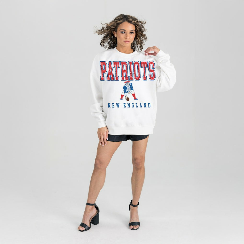 Gameday Couture Women's Classic Sunday Drives Oversized Premium Fleece Pullover Sweatshirt - New England Patriots Pullover
