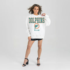 Gameday Couture Women's Classic Sunday Drives Oversized Premium Fleece Pullover Sweatshirt - Miami Dolphins Pullover