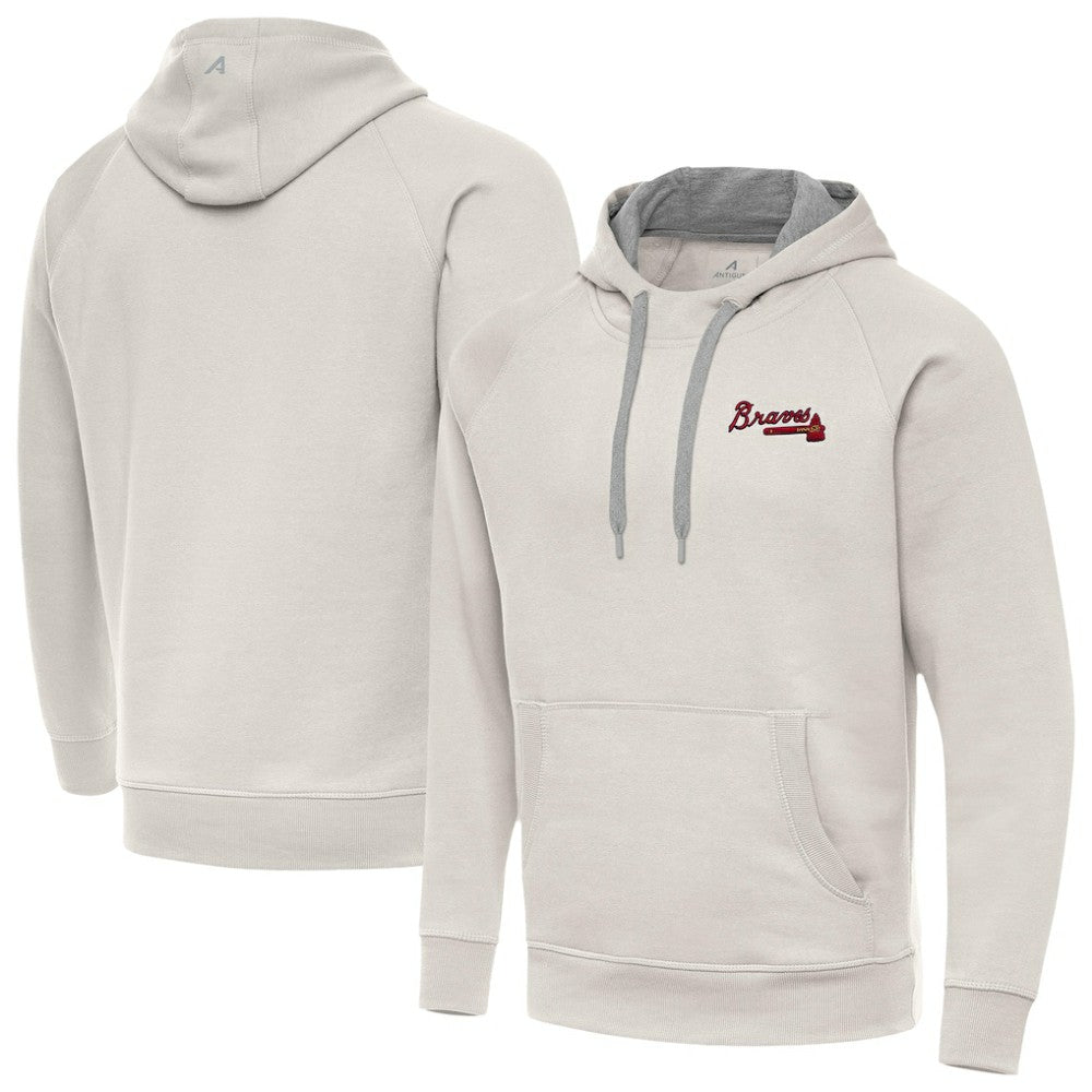 Cream Atlanta Braves Antigua Victory Pullover Hoodie