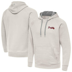 Cream Atlanta Braves Antigua Victory Pullover Hoodie