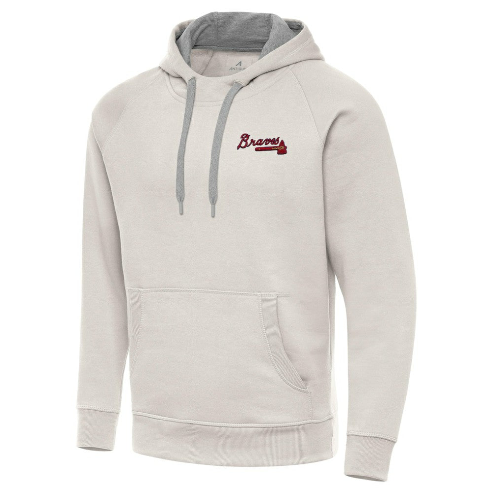 Cream Atlanta Braves Antigua Victory Pullover Hoodie