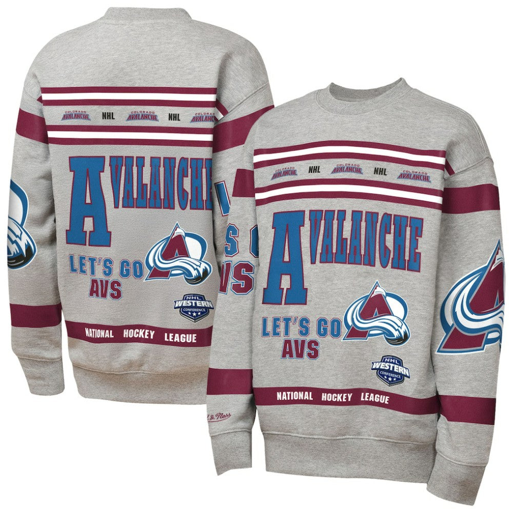 NHL Colorado Avalanche Mitchell & Ness Youth Allover Print Fleece Crewneck Sweatshirt