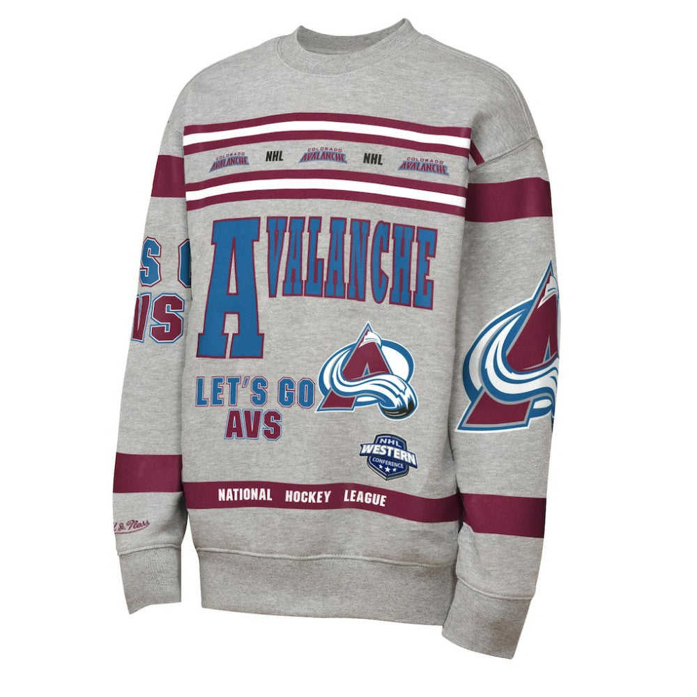 NHL Colorado Avalanche Mitchell & Ness Youth Allover Print Fleece Crewneck Sweatshirt
