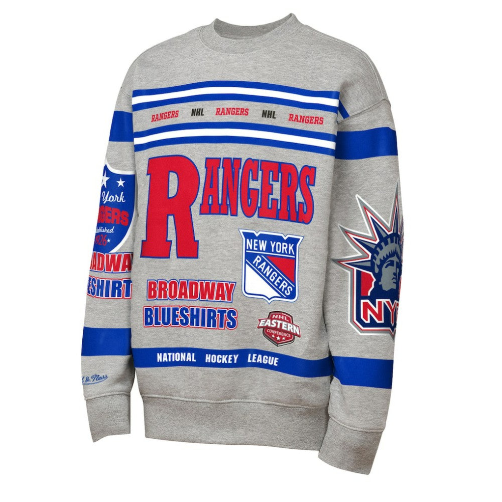 NHL New York Rangers Mitchell & Ness Youth Allover Print Fleece Crewneck Sweatshirt