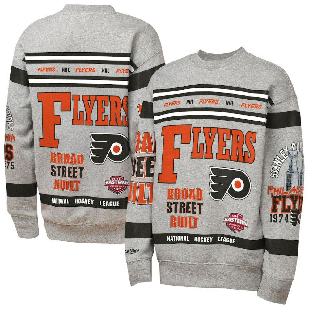 NHL Philadelphia Flyers Mitchell & Ness Youth Allover Print Fleece Crewneck Sweatshirt