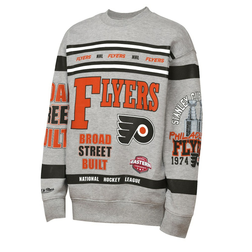 NHL Philadelphia Flyers Mitchell & Ness Youth Allover Print Fleece Crewneck Sweatshirt