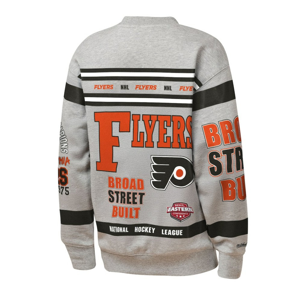 NHL Philadelphia Flyers Mitchell & Ness Youth Allover Print Fleece Crewneck Sweatshirt