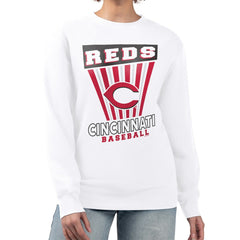 White Cincinnati Reds Starter Women's Poster Print Team Fleece Pullover Sweatshirt
