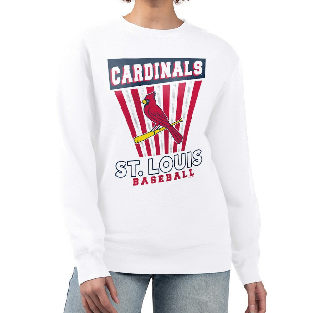 White St. Louis Cardinals Starter Women's Poster Print Team Fleece Pullover Sweatshirt