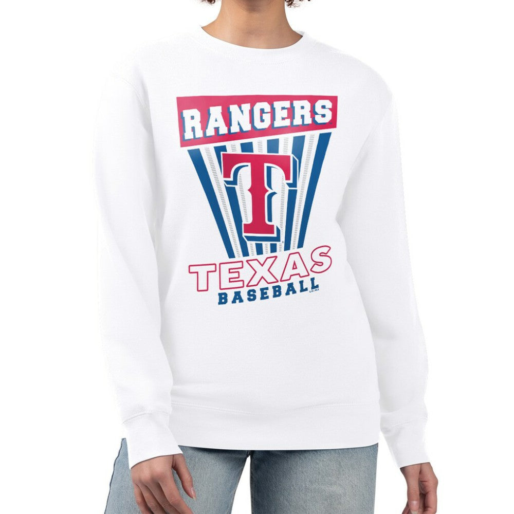 White Texas Rangers Starter Women's Poster Print Team Fleece Pullover Sweatshirt