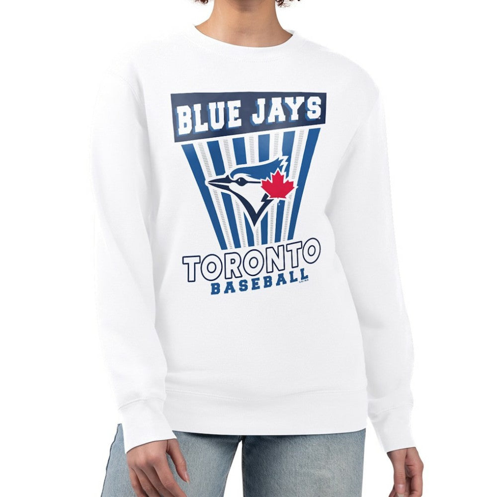 White Toronto Blue Jays Starter Women's Poster Print Team Fleece Pullover Sweatshirt