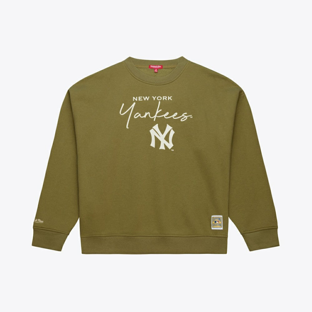 Olive New York Yankees Mitchell & Ness Women's Cooperstown Collection Fleece Sweatshirt