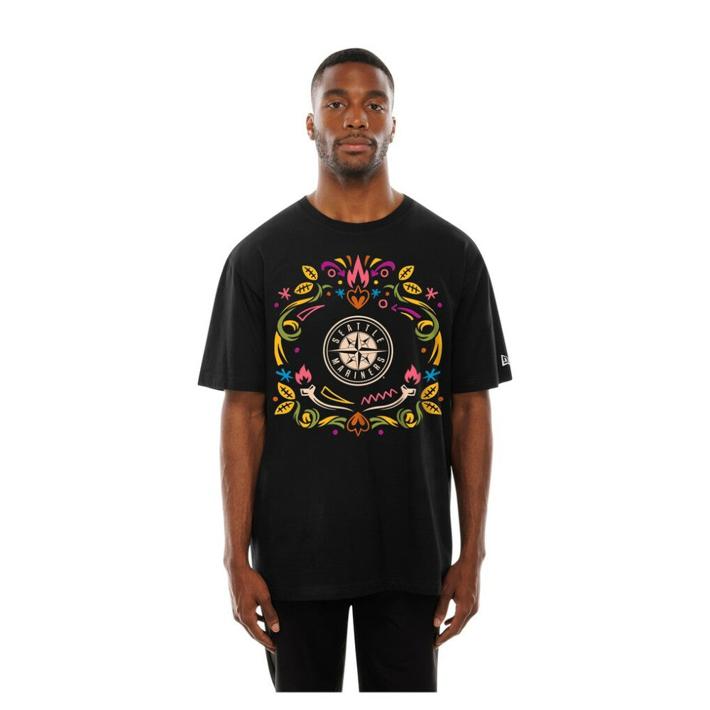 Black Seattle Mariners New Era Día de los Muertos T-Shirt
