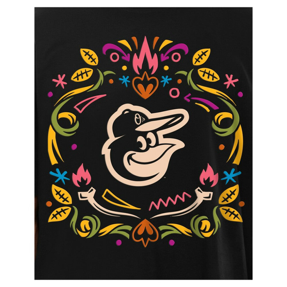 Black Baltimore Orioles New Era Día de los Muertos T-Shirt