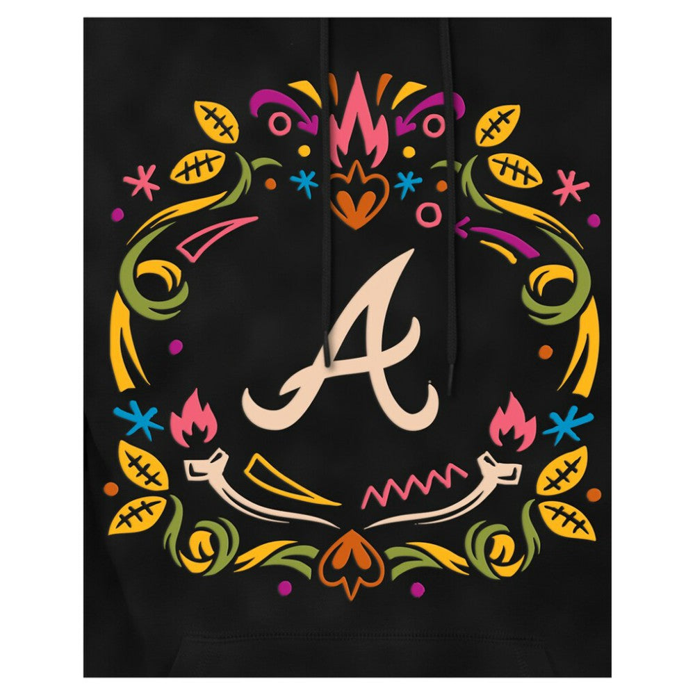 Black Atlanta Braves New Era Día de los Muertos Brushed Fleece Hoodie