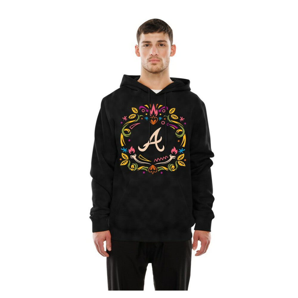 Black Atlanta Braves New Era Día de los Muertos Brushed Fleece Hoodie