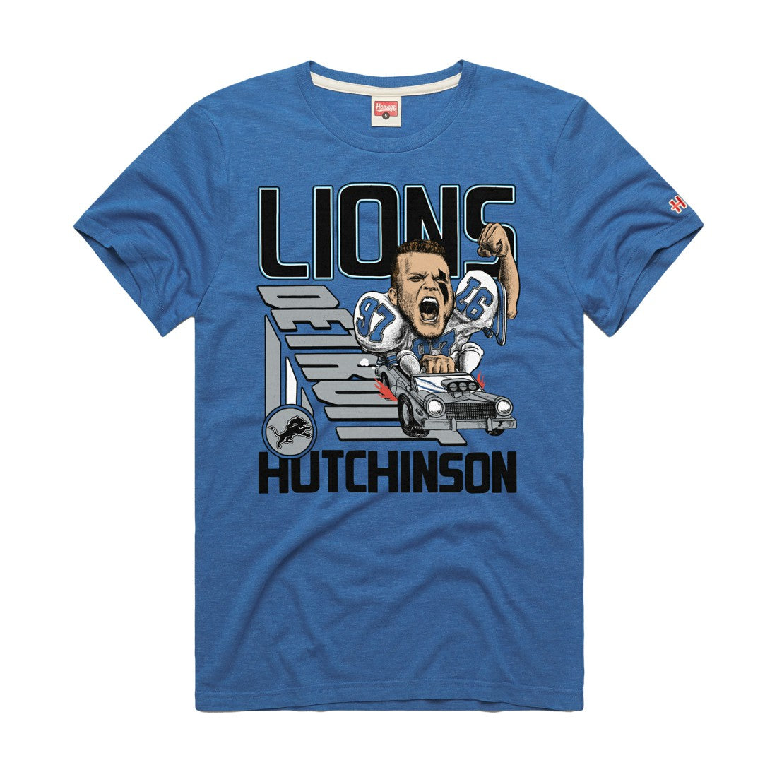 Aidan Hutchinson  Homage Unisex Caricature Player Graphic Tri-Blend T-Shirt - Detroit Lions T-shirts