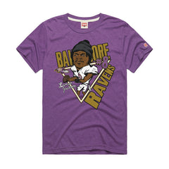 Lamar Jackson  Homage Unisex Caricature Player Graphic Tri-Blend T-Shirt - Baltimore Ravens T-shirts