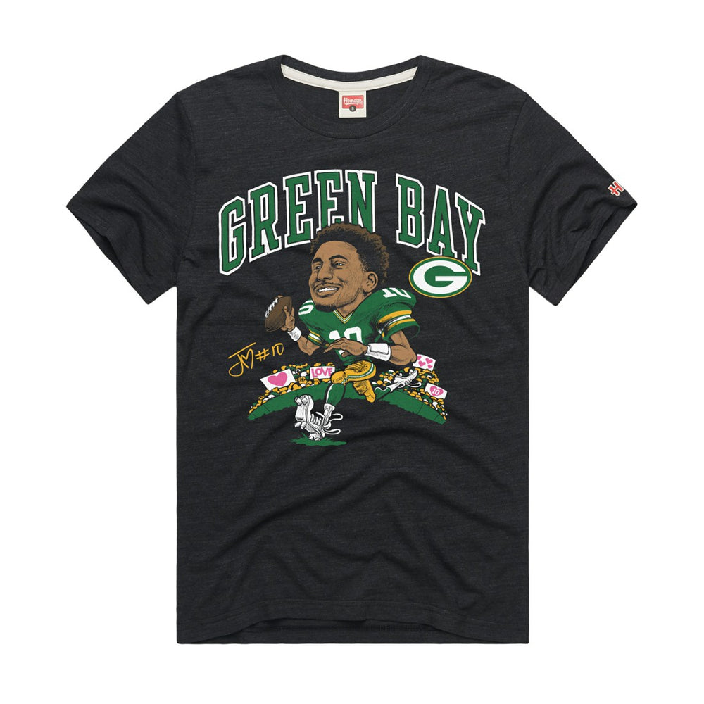 Jordan Love  Homage Unisex Caricature Player Graphic Tri-Blend T-Shirt - Green Bay Packers T-shirts