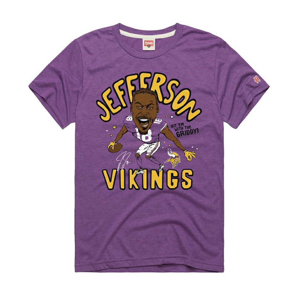 Justin Jefferson  Homage Unisex Caricature Player Graphic Tri-Blend T-Shirt - Minnesota Vikings T-shirts