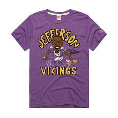 Justin Jefferson  Homage Unisex Caricature Player Graphic Tri-Blend T-Shirt - Minnesota Vikings T-shirts