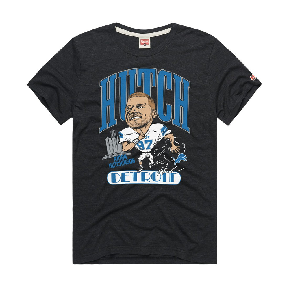 Aidan Hutchinson  Homage Unisex Caricature Player Graphic Tri-Blend T-Shirt - Detroit Lions T-shirts