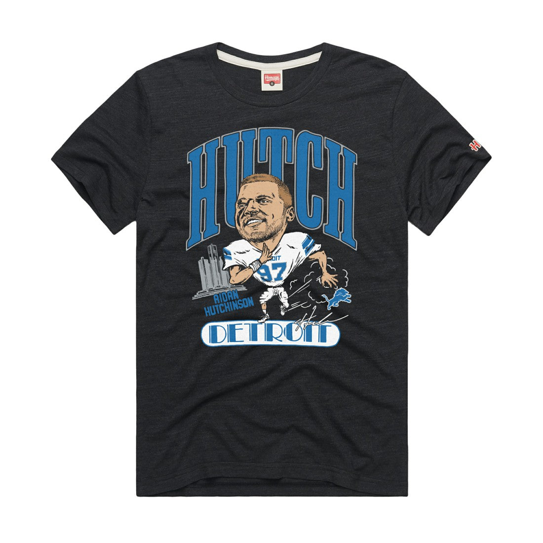 Aidan Hutchinson  Homage Unisex Caricature Player Graphic Tri-Blend T-Shirt - Detroit Lions T-shirts