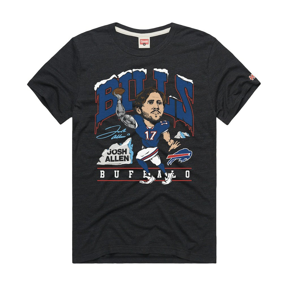 Josh Allen  Homage Unisex Caricature Player Graphic Tri-Blend T-Shirt - Buffalo Bills T-shirts