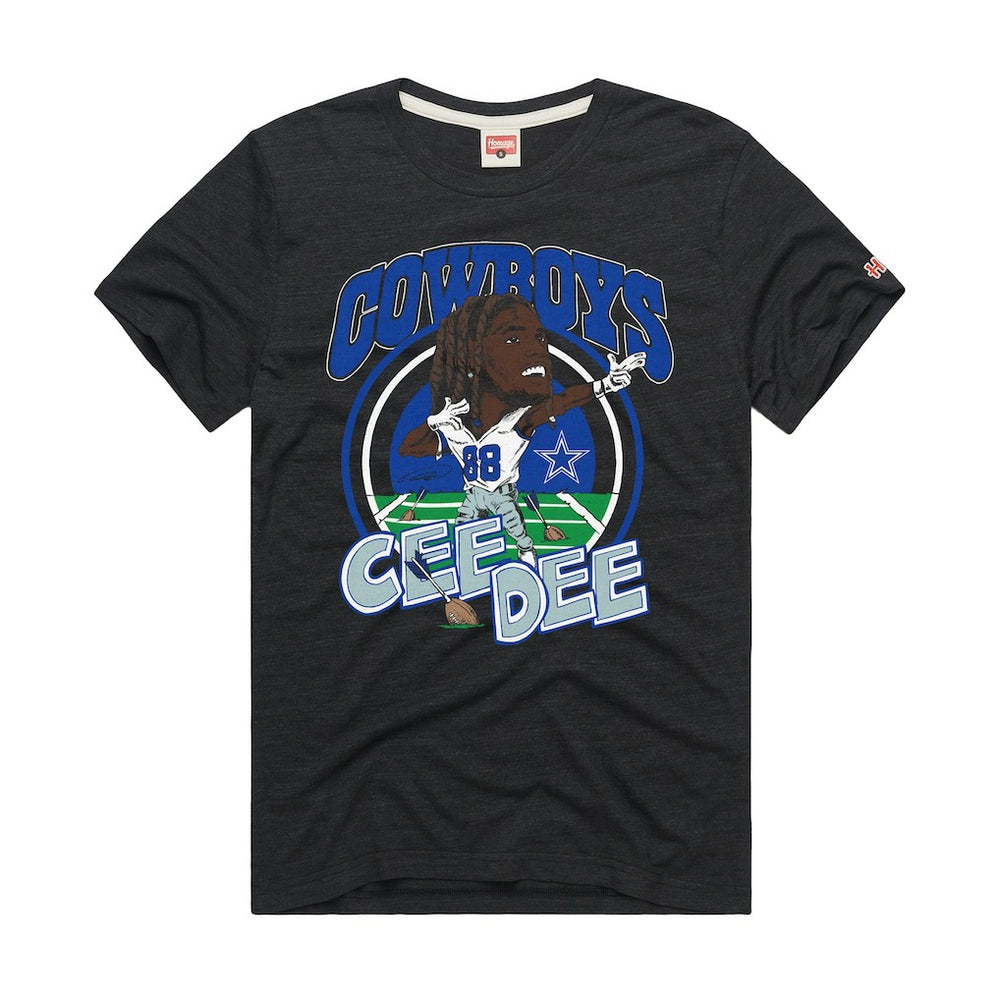 CeeDee Lamb  Homage Unisex Caricature Player Graphic Tri-Blend T-Shirt - Dallas Cowboys T-shirts