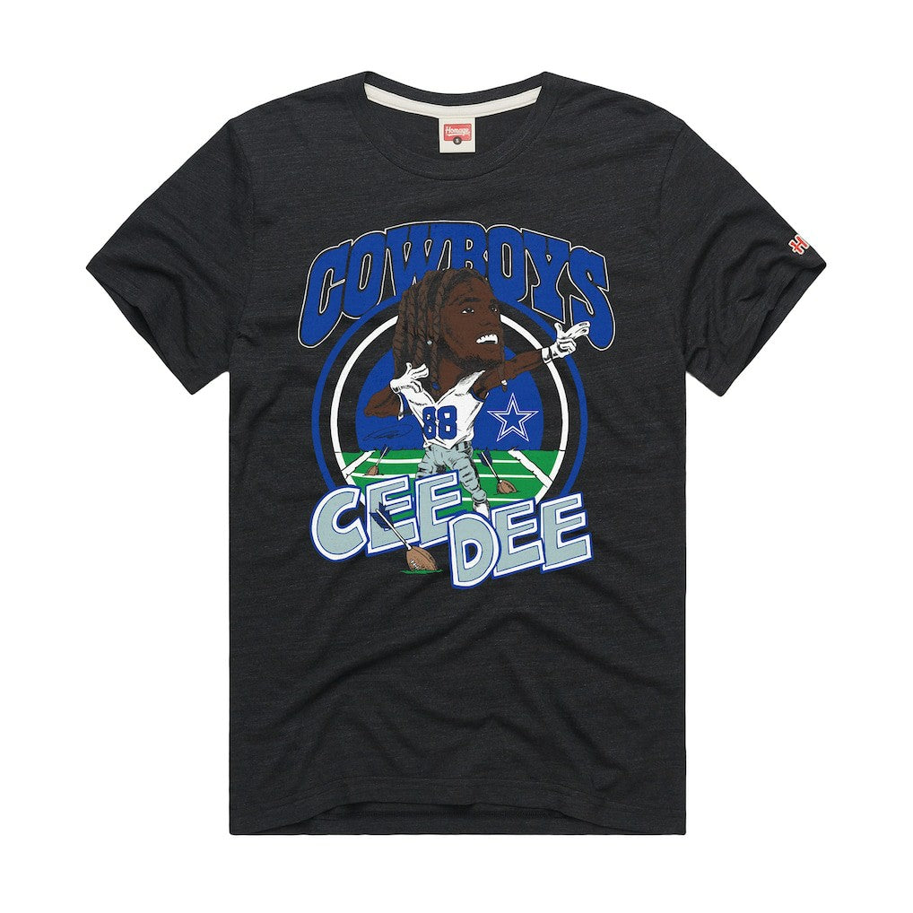 CeeDee Lamb  Homage Unisex Caricature Player Graphic Tri-Blend T-Shirt - Dallas Cowboys T-shirts