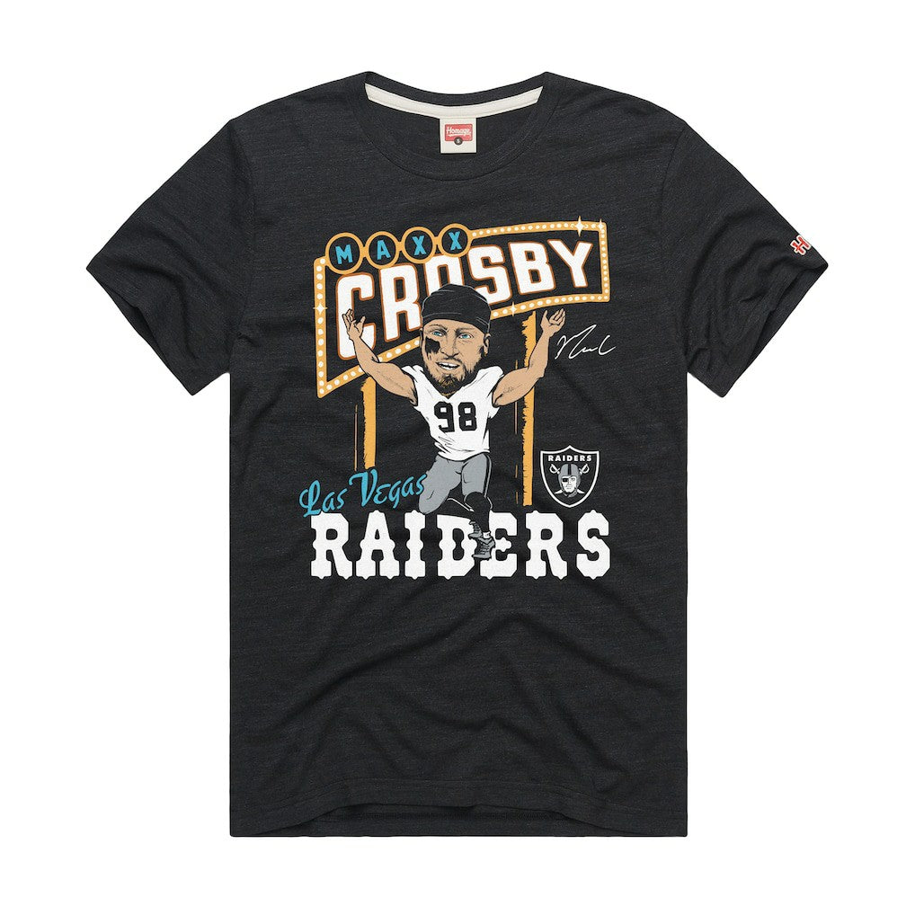 Maxx Crosby  Homage Unisex Caricature Player Graphic Tri-Blend T-Shirt - Las Vegas Raiders T-shirts