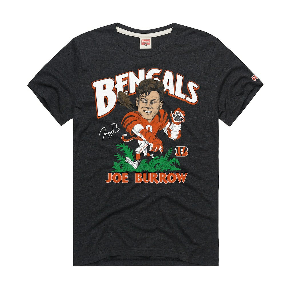 Joe Burrow  Homage Unisex Caricature Player Graphic Tri-Blend T-Shirt - Cincinnati Bengals T-shirts