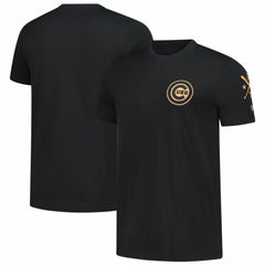 Black Chicago Cubs New Era Bronze Logo with Cross Bats Established T-Shirt